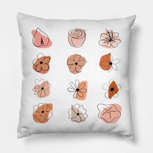 hand drawn peach orange flowers Pillow