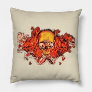 Burning skull of burning heart Pillow