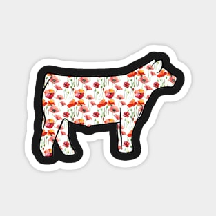 Watercolor Poppy Show Steer Silhouette  - NOT FOR RESALE WITHOUT PERMISSION Magnet