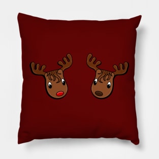 Christmas Cartoon Reindeer Pair Doodle, made by EndlessEmporium Pillow