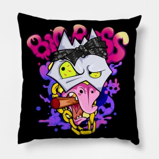 Dope Slluks chicken character is smoking a cigar illustration Pillow