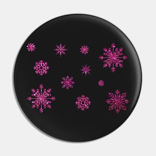 Hot Pink Faux Glitter Snowflakes Pin