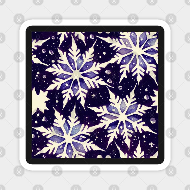 Watercolor Christmas Winter Snowflakes Magnet by VintageFlorals