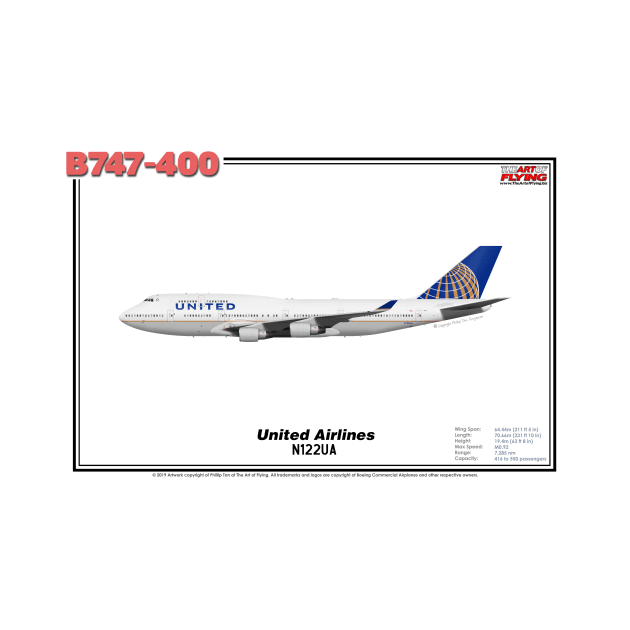 Boeing B747-400 - United Airlines (Art Print) by TheArtofFlying