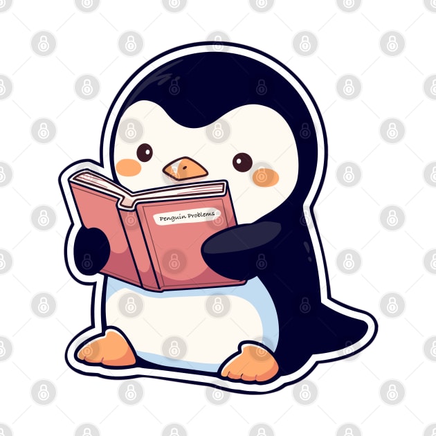 Cute Bookish Penguin by Retroprints