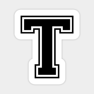 Initial Letter T - Varsity Style Design - Black text Magnet