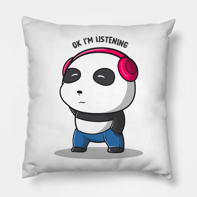 cute animal friendly panda Pillow by WhatsDax