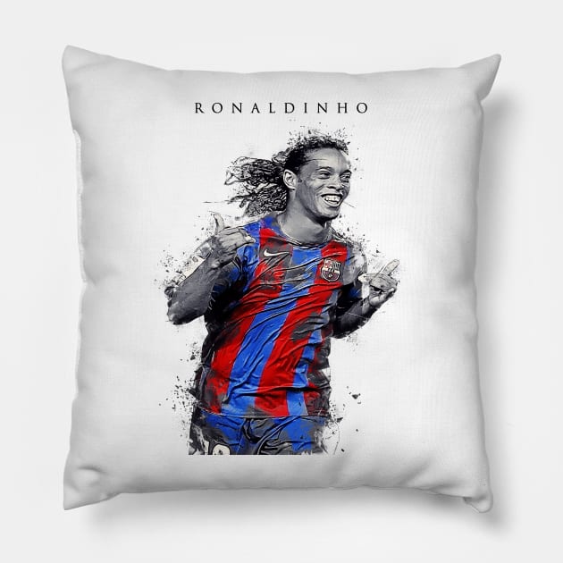 Ronaldinho in abstract art Pillow by Yopi