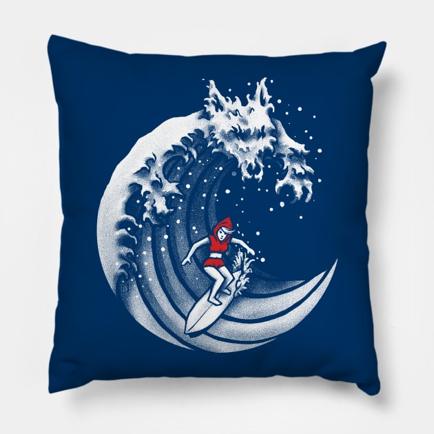 Little Red Surfing Hood Pillow by c0y0te7