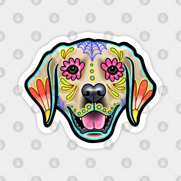 Golden Retriever - Day of the Dead Sugar Skull Dog Magnet by prettyinink