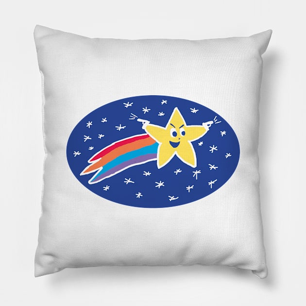 Shooting Star Doodle! Pew Pew! Pillow by TintedRed