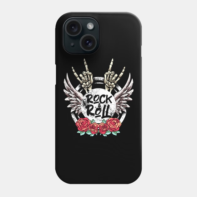 Lets Rock Rock&Roll Skeleton Hand Retro Vintage Rock Concert Phone Case by MerchBeastStudio