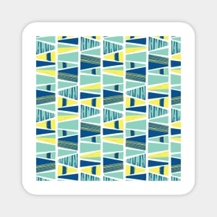 Modern Art Blue Teal Yellow Blocks Magnet