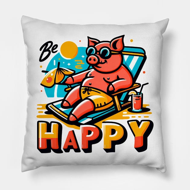 Happy pig Pillow by Dannysdesigns80 