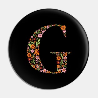 Retro Floral Letter G Pin