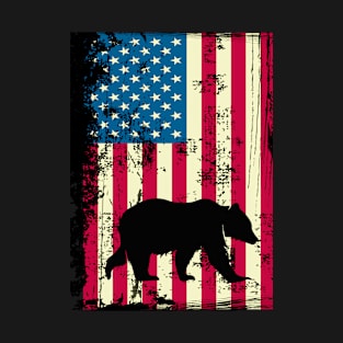 Bear American Flag Usa Patriotic 4Th Of July T-Shirt