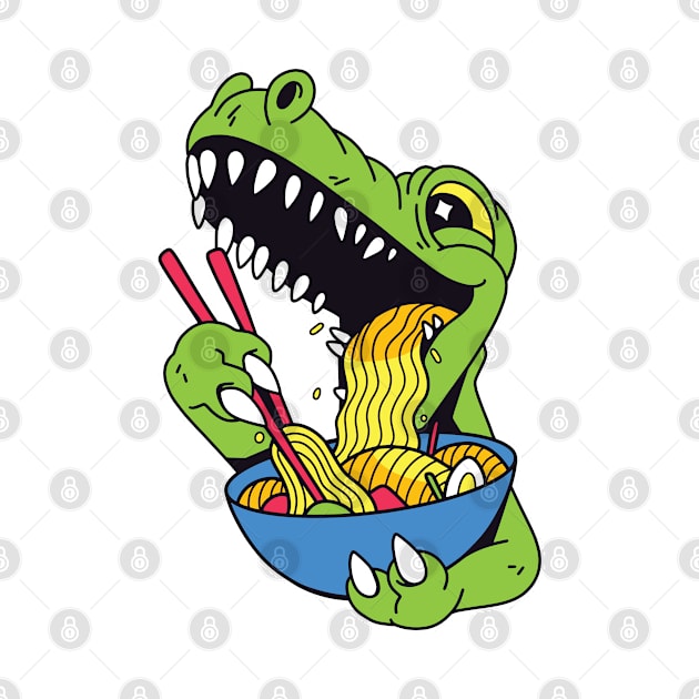 T-rex Dinosaur Eating Ramen by Printroof