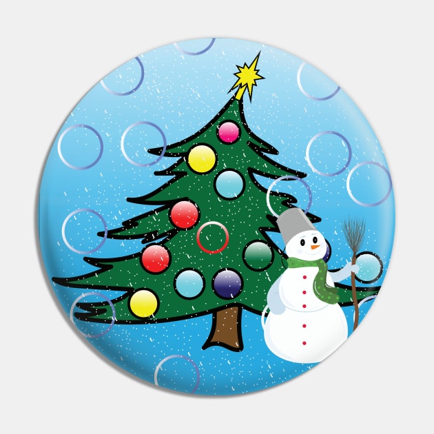 christmas tree and snowman Pin by illustrations-boom