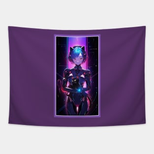 Anime Cute Cat Girl | Quality Anime Girl Artwork | Sci-Fi Manga Girl Anime Art Tapestry