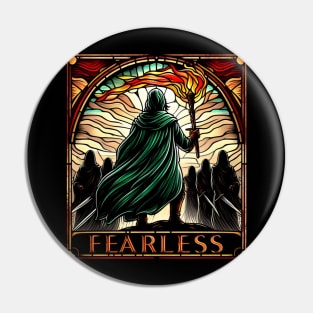 Fearless Leader Agains Shadowy Foes - Stained Glass Art - Fantasy Pin