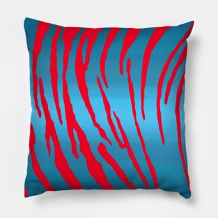 Metallic Tiger Stripes Blue Red Pillow