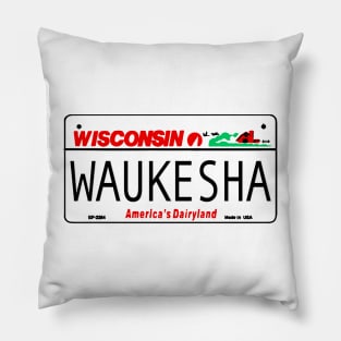 Waukesha Wisconsin License Plate Design Pillow