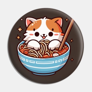 Cute ramen cat Pin