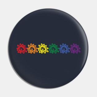 Six Daisy Smiley Faces Pride Rainbow Color Pin