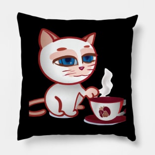 Cat drinks qahwa Pillow