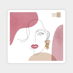 Woman Abstract Face Line Art Magnet