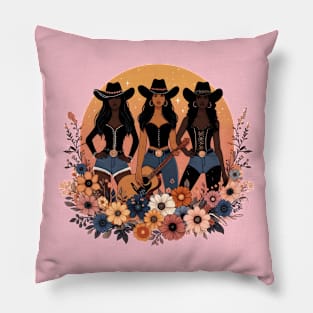 black cowgirl melanin black history texas floral Pillow