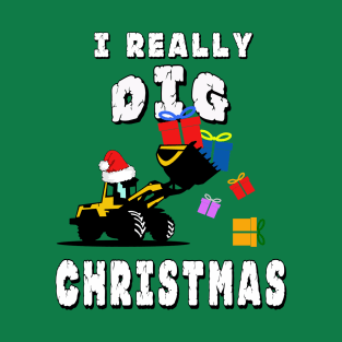 I Really Dig Christmas Excavator Gift for Kids G T-Shirt T-Shirt