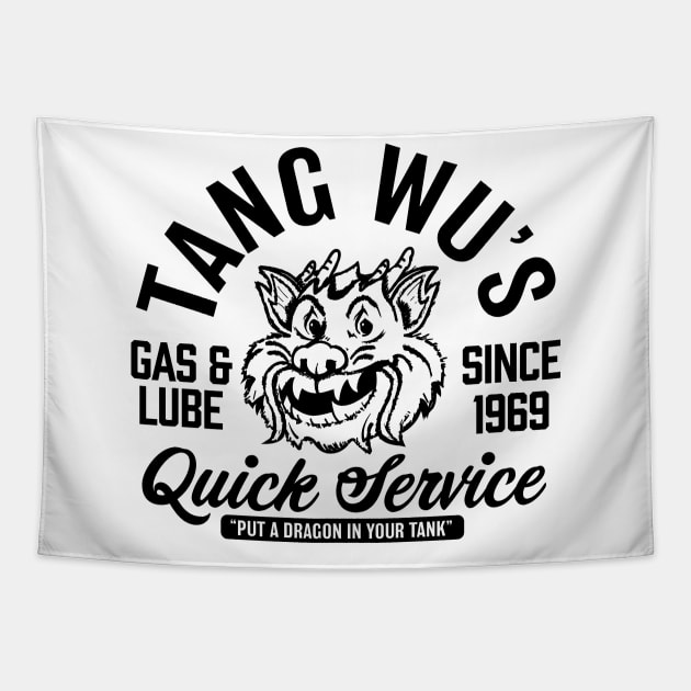 Tang Wu's Gas and Lube - Biker Style (1 Color) Tapestry by jepegdesign