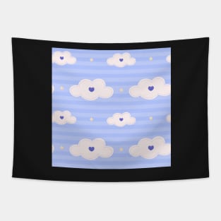 Cute pattern with clouds, stars and stripes Tapestry