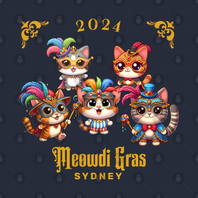 Cats carnival in Sydney Meowdi Gras 2024 by BrisaArtPrints