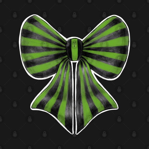 Black and Green Stripy Bow by Metal Tea