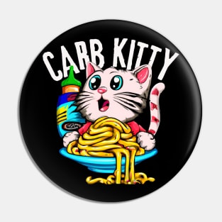 Carb Kitty - funny cat eating noodles Pin
