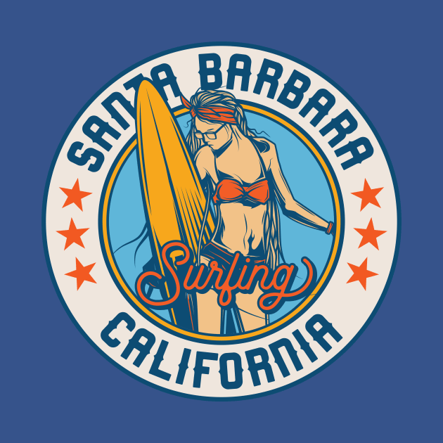 Vintage Surfing Badge for Santa Barbara, California by SLAG_Creative