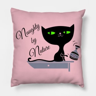 Naughty by Nature - Green Eyed Kitty Pillow