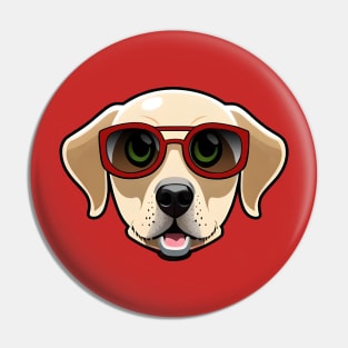 Golden Retriever Wearing Red Sunglasses Puppy Pin