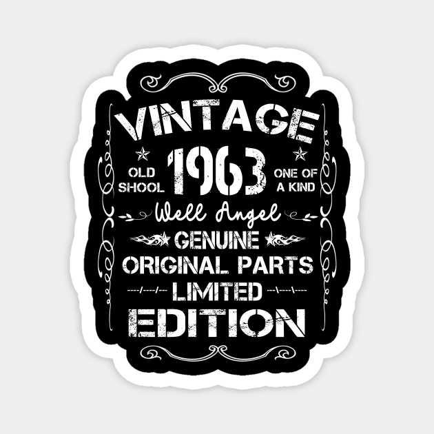 Mens Womens Retro Vintage Classic Made In 1963 tee for 58th birthday party. Magnet by peskybeater