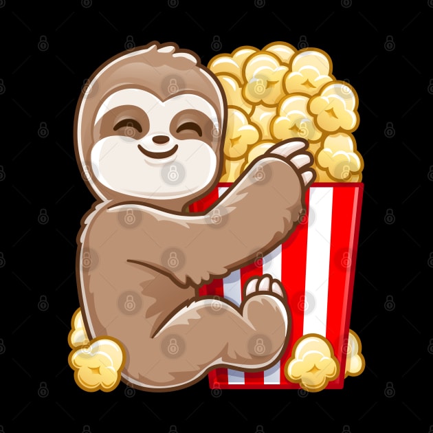 Funny Popcorn Lazy Chill Cute Sloth by PnJ