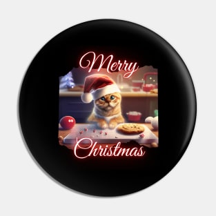 Merry Xmas, Cute Cat Helps Bake Cookies Pin