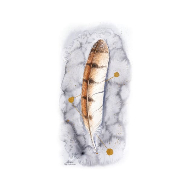 Barn Owl Feather on Watercolour - by Nadya Neklioudova by nadyawildlife