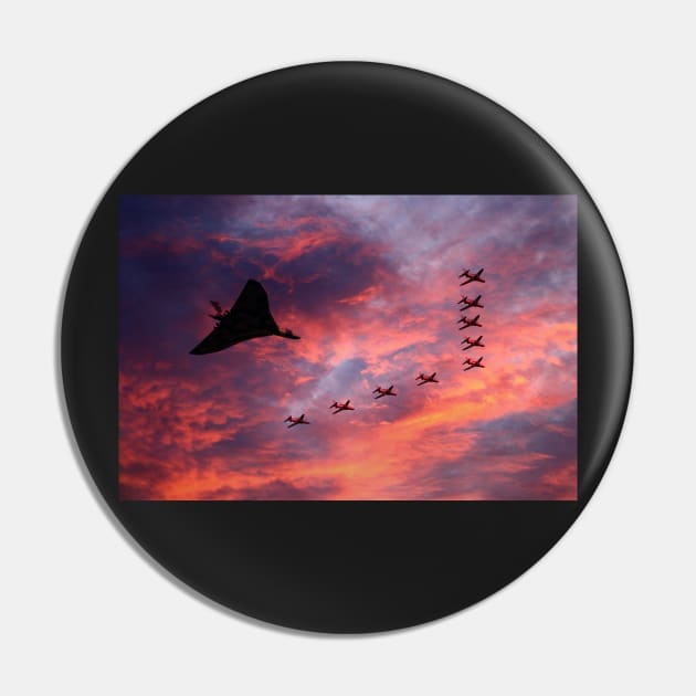 Vulcan XH558 and Red Arrows Pin by aviationart