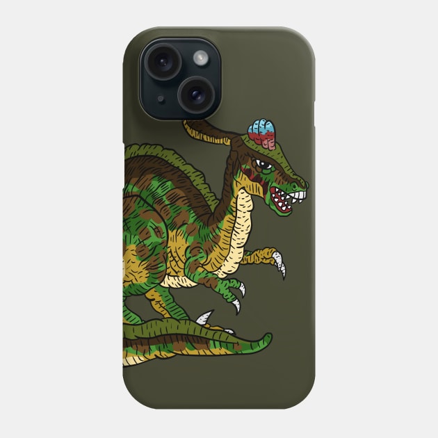 dinosaur, green dino illustration. angry rex. Phone Case by JJadx