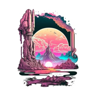 Futuristic Sci-Fi Vaporwave Design T-Shirt