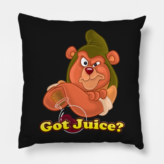 Got Juice - Gruffi Bear Pillow by Ryans_ArtPlace