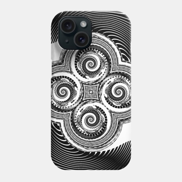 Black & White Scroll Wrought Iron Look Phone Case by Moon Art