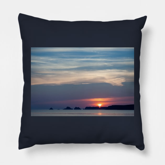 French Sunset Coastline Silhouette Pillow by mcdonojj